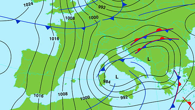 Isobars of a weather map.
