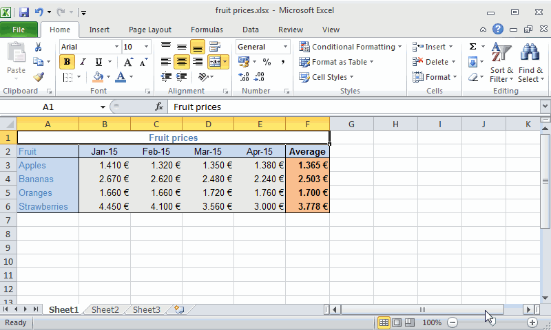 Example conditional formating based on logical condition.