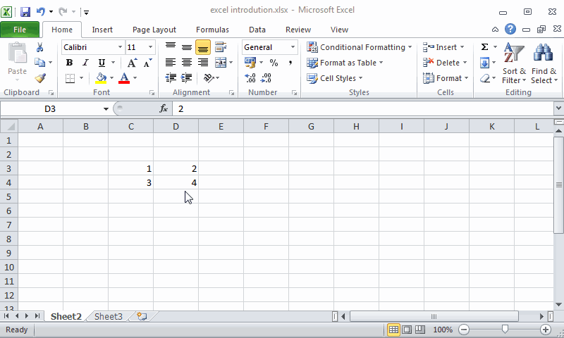Example inserting cells, rows, columns and worksheets.