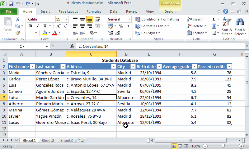 Example of subtotaling a field in a database.