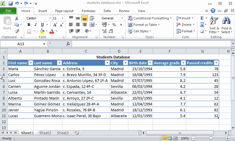 Example of applying a function to a whole field in a database.
