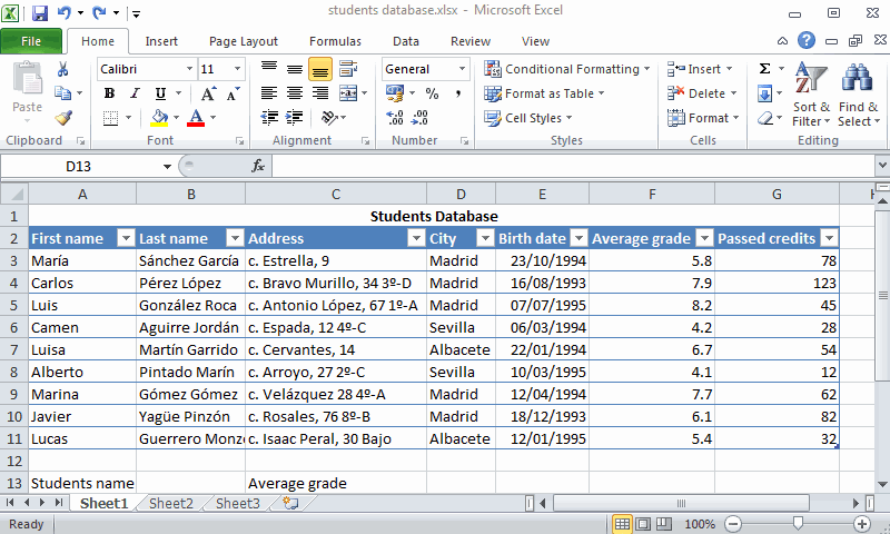 Example of applying the vlookup to a database.