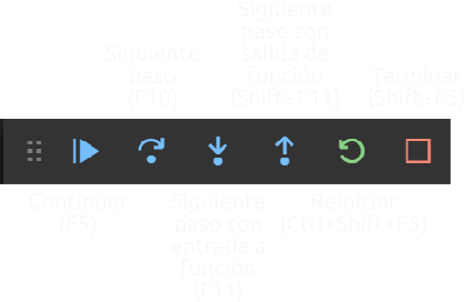Barra de depuración de Visual Studio Code